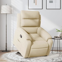 vidaXL Reclinerfåtölj med uppresningshjälp gräddvit tyg