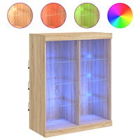 vidaXL Skänk med LED-belysning sonoma-ek 81x37x100 cm