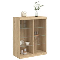 vidaXL Skänk med LED-belysning sonoma-ek 81x37x100 cm
