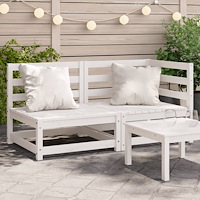 vidaXL Trädgårdssoffa 2-sits vit massiv furu