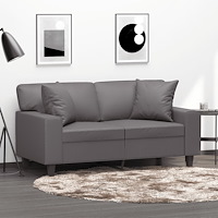 vidaXL 2-sits soffa med prydnadskuddar grå 120 cm konstläder