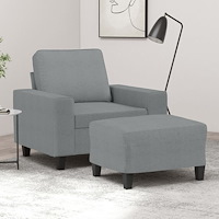 vidaXL Fåtölj med fotpall ljusgrå 60 cm tyg