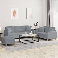vidaXL Soffgrupp med kuddar 3 delar ljusgrå tyg