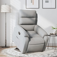 vidaXL Reclinerfåtölj med uppresningshjälp ljusgrå tyg