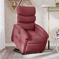 vidaXL Elektrisk reclinerfåtölj med uppresningshjälp vinröd tyg
