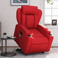 vidaXL Massagefåtölj med uppresningshjälp röd konstläder