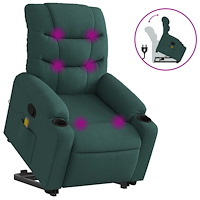 vidaXL Massagefåtölj med uppresningshjälp mörkgrön tyg