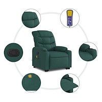 vidaXL Massagefåtölj med uppresningshjälp mörkgrön tyg