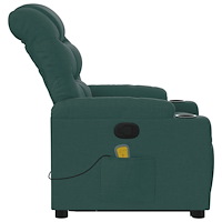 vidaXL Massagefåtölj med uppresningshjälp mörkgrön tyg