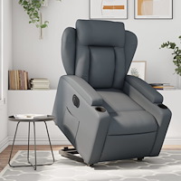 vidaXL Reclinerfåtölj med uppresningshjälp grå konstläder
