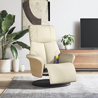 vidaXL Massagefåtölj med fotpall gräddvit konstläder