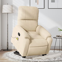 vidaXL Massagefåtölj med uppresningshjälp gräddvit mikrofibertyg