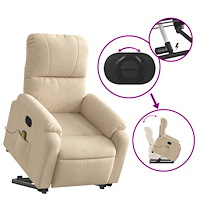 vidaXL Massagefåtölj med uppresningshjälp gräddvit mikrofibertyg