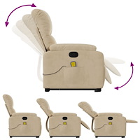 vidaXL Massagefåtölj med uppresningshjälp gräddvit mikrofibertyg