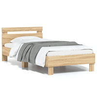 vidaXL Sängram utan madrass med huvudgavel sonoma-ek 90x200 cm