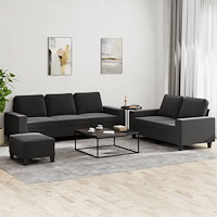 vidaXL Soffgrupp 3 delar svart tyg