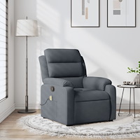 vidaXL Massagefåtölj mörkgrå sammet