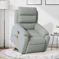 vidaXL Massagefåtölj med uppresningshjälp ljusgrå sammet