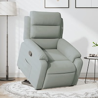vidaXL Reclinerfåtölj med uppresningshjälp ljusgrå sammet