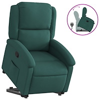 vidaXL Reclinerfåtölj med uppresningshjälp mörkgrön tyg