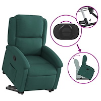 vidaXL Reclinerfåtölj med uppresningshjälp mörkgrön tyg