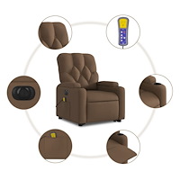 vidaXL Elektrisk massagefåtölj med uppresningshjälp brun tyg