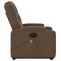 vidaXL Elektrisk massagefåtölj med uppresningshjälp brun tyg