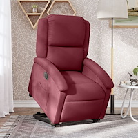vidaXL Elektrisk reclinerfåtölj med uppresningshjälp vinröd tyg