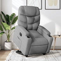 vidaXL Elektrisk reclinerfåtölj med uppresningshjälp ljusgrå tyg