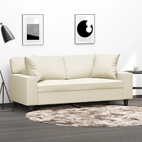 vidaXL 2-sits soffa med prydnadskuddar gräddvit 140 cm konstläder