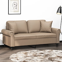 vidaXL 2-sits soffa med prydnadskuddar cappuccino 140 cm konstläder