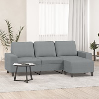 vidaXL 3-sitssoffa med fotpall ljusgrå 180 cm tyg