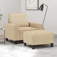 vidaXL Fåtölj med fotpall Gräddvit 60 cm tyg