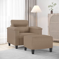 vidaXL Fåtölj med fotpall Cappuccino 60 cm konstläder