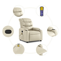 vidaXL Massagefåtölj gräddvit konstläder