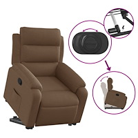 vidaXL Reclinerfåtölj med uppresningshjälp brun tyg