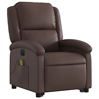 vidaXL Massagefåtölj med uppresningshjälp brun konstläder