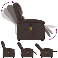 vidaXL Massagefåtölj med uppresningshjälp brun konstläder