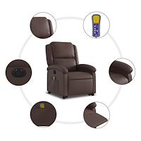 vidaXL Massagefåtölj med uppresningshjälp brun konstläder
