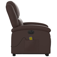 vidaXL Massagefåtölj med uppresningshjälp brun konstläder