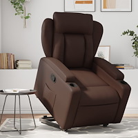 vidaXL Reclinerfåtölj med uppresningshjälp brun konstläder