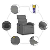 vidaXL Elektrisk massagefåtölj med uppresningshjälp mörkgrå tyg
