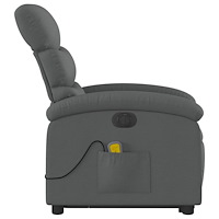 vidaXL Elektrisk massagefåtölj med uppresningshjälp mörkgrå tyg