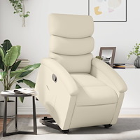 vidaXL Reclinerfåtölj med uppresningshjälp gräddvit konstläder