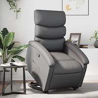 vidaXL Reclinerfåtölj med uppresningshjälp grå konstläder