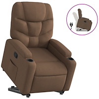 vidaXL Reclinerfåtölj med uppresningshjälp brun tyg