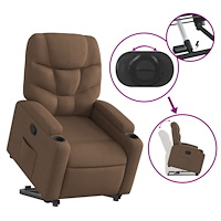 vidaXL Reclinerfåtölj med uppresningshjälp brun tyg