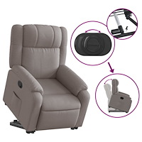 vidaXL Reclinerfåtölj med uppresningshjälp taupe tyg