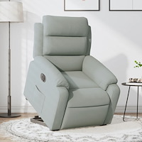 vidaXL Elektrisk reclinerfåtölj med uppresningshjälp ljusgrå sammet