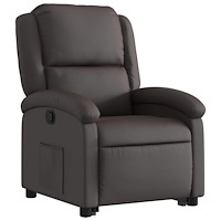 vidaXL Reclinerfåtölj med uppresningshjälp mörkbrun äkta läder